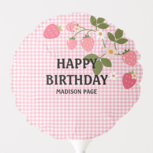 Cute Strawberry Pink Girls Birthday Balloon