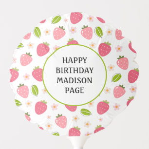 Cute Strawberry Pink Girls Birthday Balloon