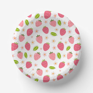 Cute Strawberry Pink Girls Birthday Paper Bowl