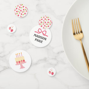 Cute Strawberry Pink Girls Birthday Table Confetti