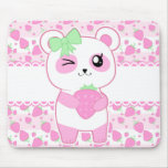 Cute Strawberry Pink Kawaii Panda Bear Mouse Pad at Zazzle