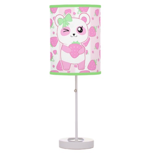 Cute Strawberry pink Kawaii Panda bear Table Lamp