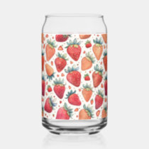 Cute Strawberry Pink Pattern Can Glass