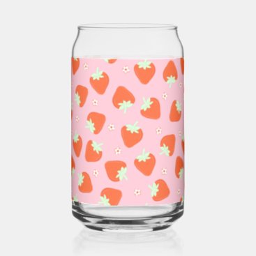 Cute Strawberry Pink Pattern Can Glass