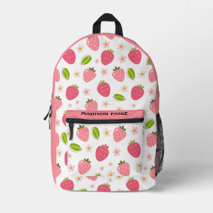 Cute Strawberry Pink Travel  Printed Backpack