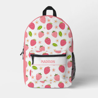 Cute Strawberry Pink Travel Printed Backpack