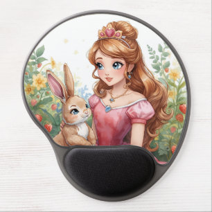 Cute Strawberry Princess with Bunny  Gel Mouse Pad