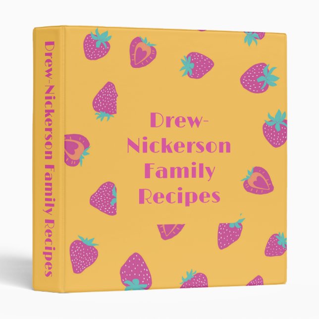 Cute Strawberry Print Recipe Binder (Front/Spine)