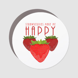 Cute Strawberry Quote Design Happy Fruit Car Magnet