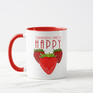 Cute Strawberry Quote Design Kawaii Fruit Mug