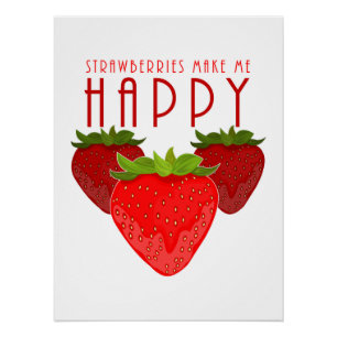 Cute Strawberry Quote Design Kawaii Fruit Poster