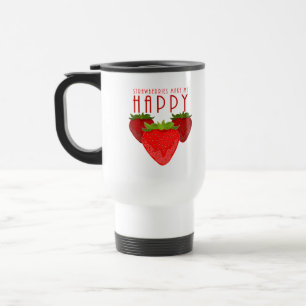 Cute Strawberry Quote Design Kawaii Fruit Travel Mug
