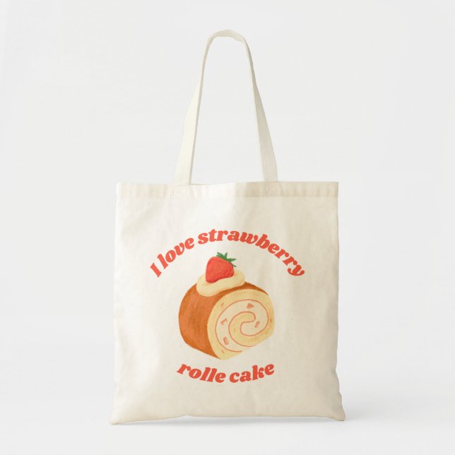 cute strawberry roll cake tote bag design  (Front)