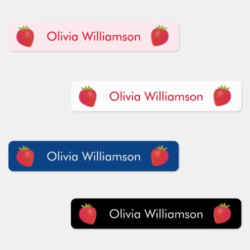 Cute Strawberry School Kids Labels