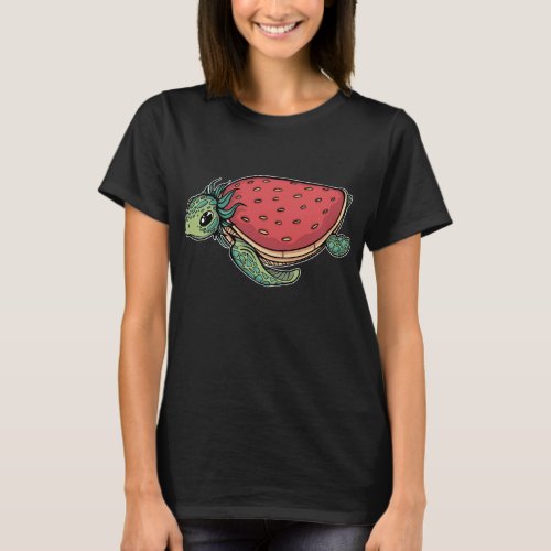 Cute Strawberry Sea Turtle Adorable Ocean Animal  T_Shirt