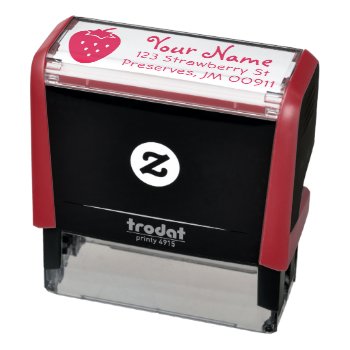 Cute Strawberry Self Inking Return Address Stamper Self-inking Stamp by alinaspencil at Zazzle