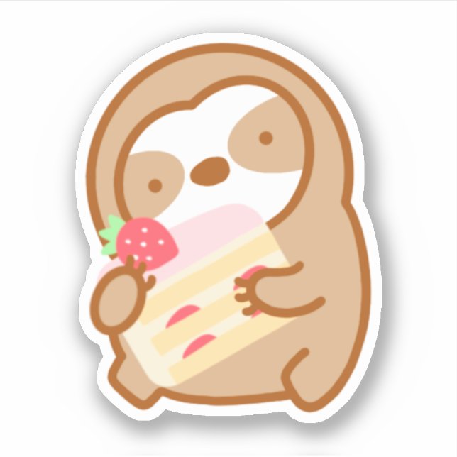 Cute Strawberry Shortcake Sloth Sticker (Front)