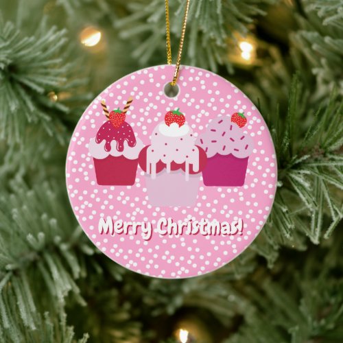 Cute Strawberry Shortcakes _ Candy Christmas Theme Ceramic Ornament