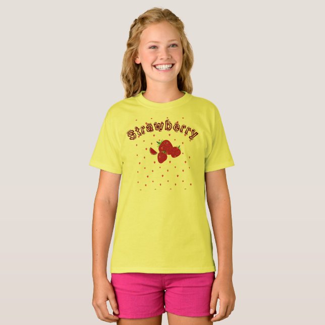 Cute Strawberry Summer Kids  Girls T-Shirt (Front Full)