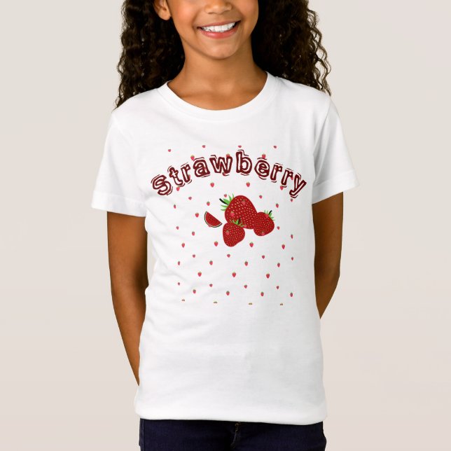 Cute Strawberry  Summer Kids  Girls T-Shirt (Front)