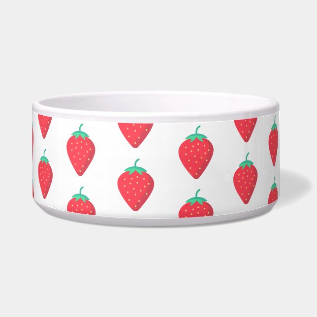 Cute Strawberry Summer Pet Lover Aesthetic Pattern Bowl (Right)