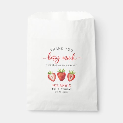 Cute Strawberry Thank You Berry Much Favor Bag