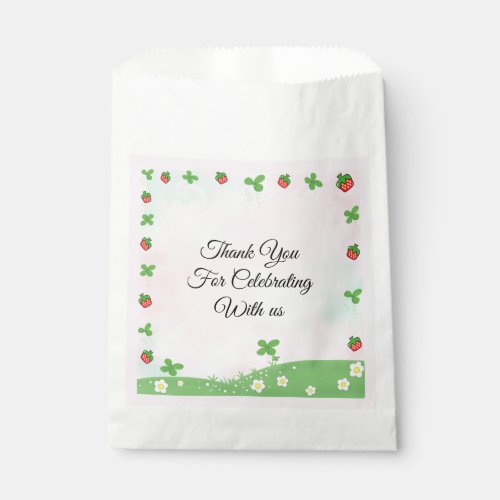 Cute Strawberry Thank You For Celebrating Favor Ba Bag