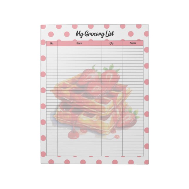 Cute Strawberry Treats Grocery List Notepad (Rotated)