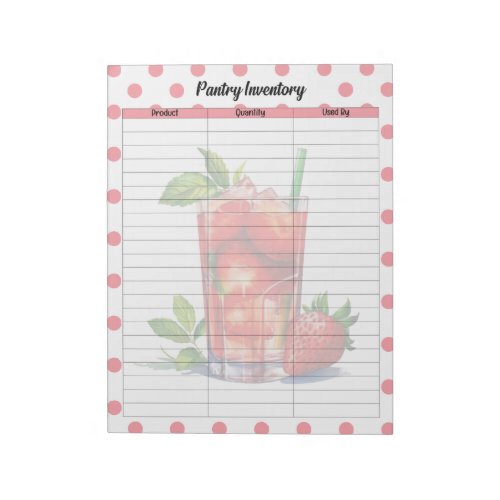 Cute Strawberry Treats Pantry Inventory List Notepad