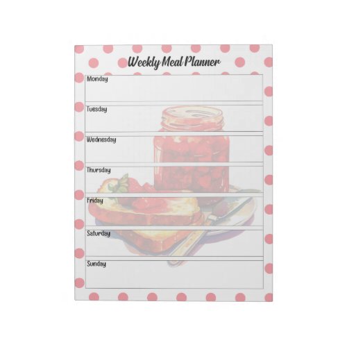 Cute Strawberry Treats Weekly Meal Planner Notepad