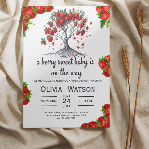 Cute Strawberry tree Berry Sweet Baby Shower Invitation