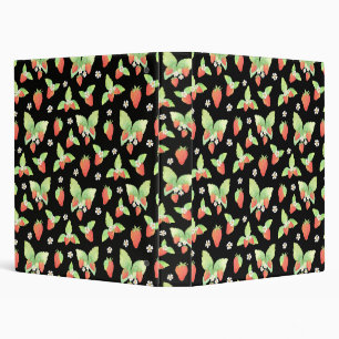 Cute Strawberry Watercolor Botanical Pattern 3 Ring Binder