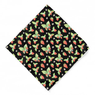 Cute Strawberry Watercolor Botanical Pattern Bandana