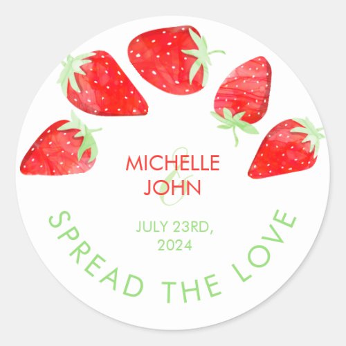 Cute Strawberry Wedding Spread the Love Classic Round Sticker