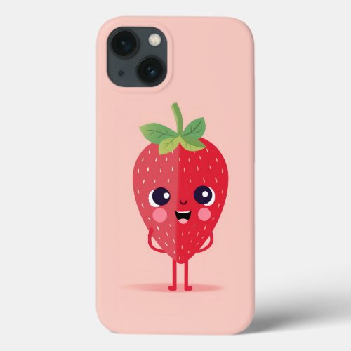 Cute Strawberry with a Smile _ iPhone 13 Case
