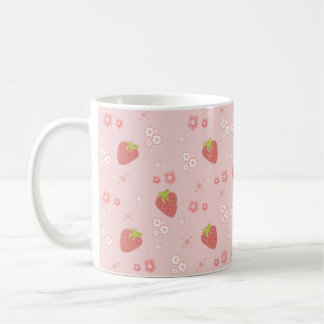 Cute Strawberry with Flowers.  Coffee Mug