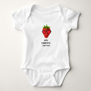 Cute Strawberry with Heart Sunglasses Baby Bodysuit