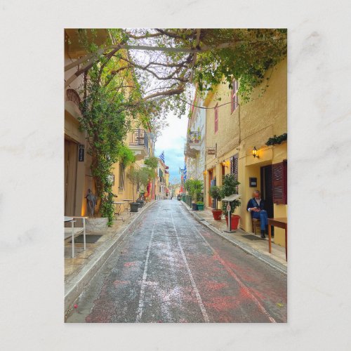 Cute Street In Athens Greece Postcard