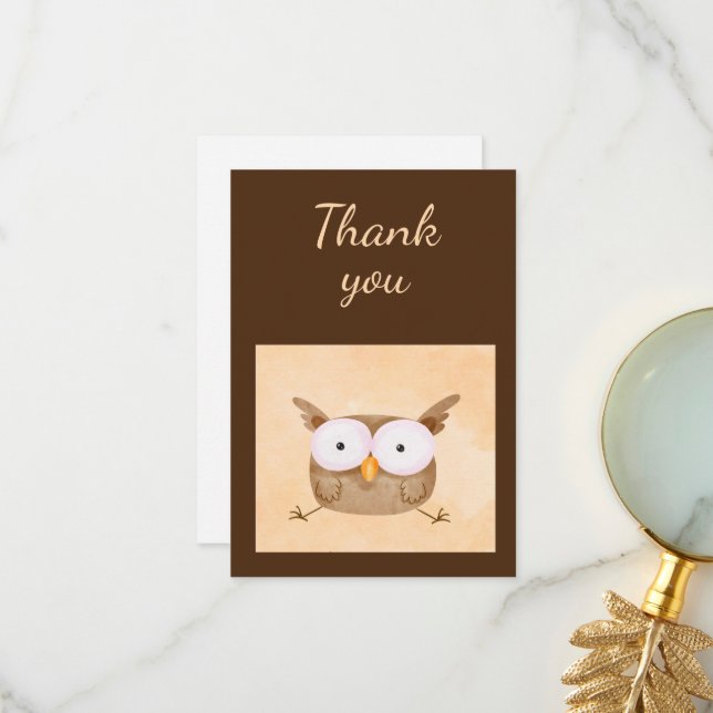 Cute Stressed Owl Bird Animal Humor Thank You (Front/Back In Situ)