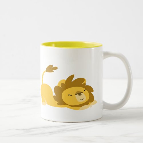 Cute Stretching Cartoon Lion Two_Tone Coffee Mug