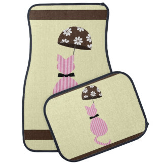 Cute Stripe Cat with Umbrella Car Mat