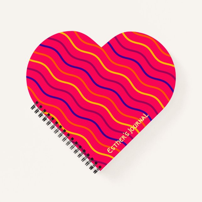 Cute Stripe Custom Personalized Name Pink  Notebook (Front)