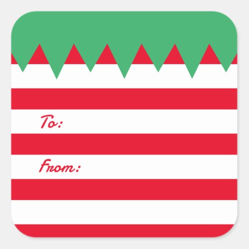 Cute stripe elf suit to and from Christmas sticker