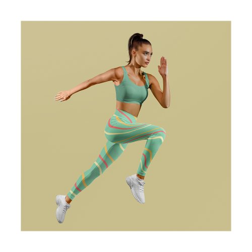 Cute Stripe Green Yoga  Women Leggings