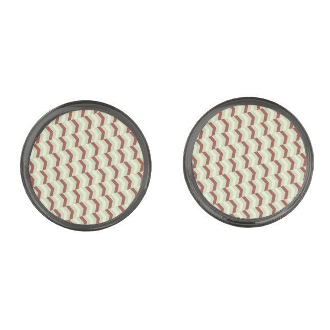 Cute Stripe Herringbone Lemon Green Cufflinks (Front)