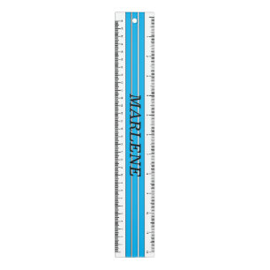 Cute striped Blue Black and White personalized Ruler