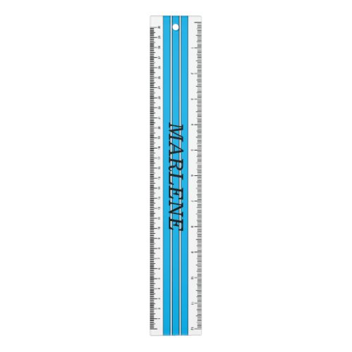 Cute striped Blue Black and White personalized Ruler