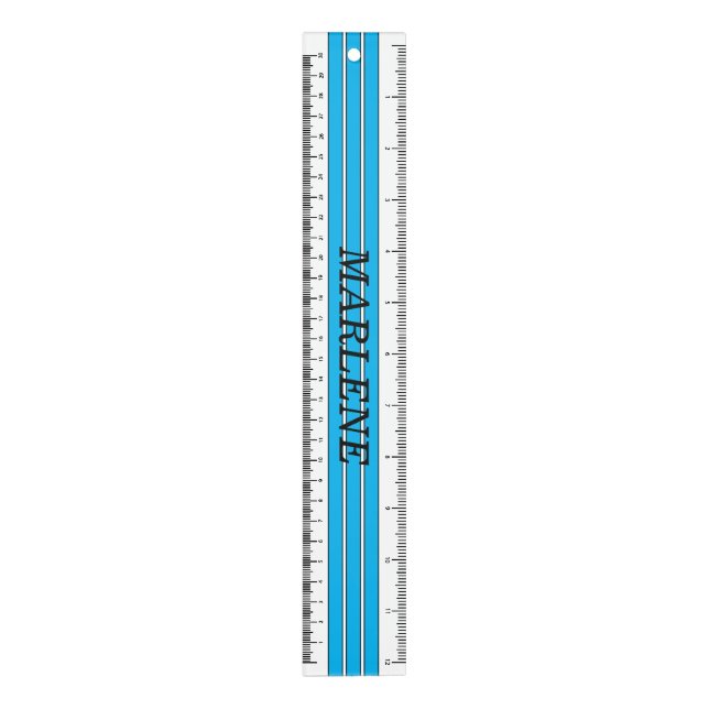 Cute striped Blue Black and White personalized Ruler (Vertical)