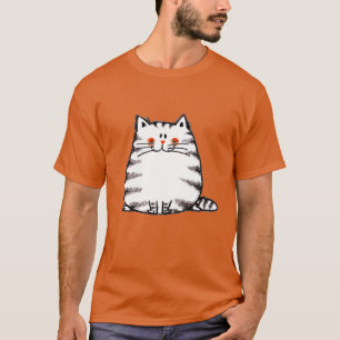 Cute Striped Cartoon Cat Illustration T-Shirt