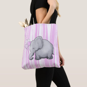 Cute Striped Elephant Baby New Parent Diaper Tote Bag